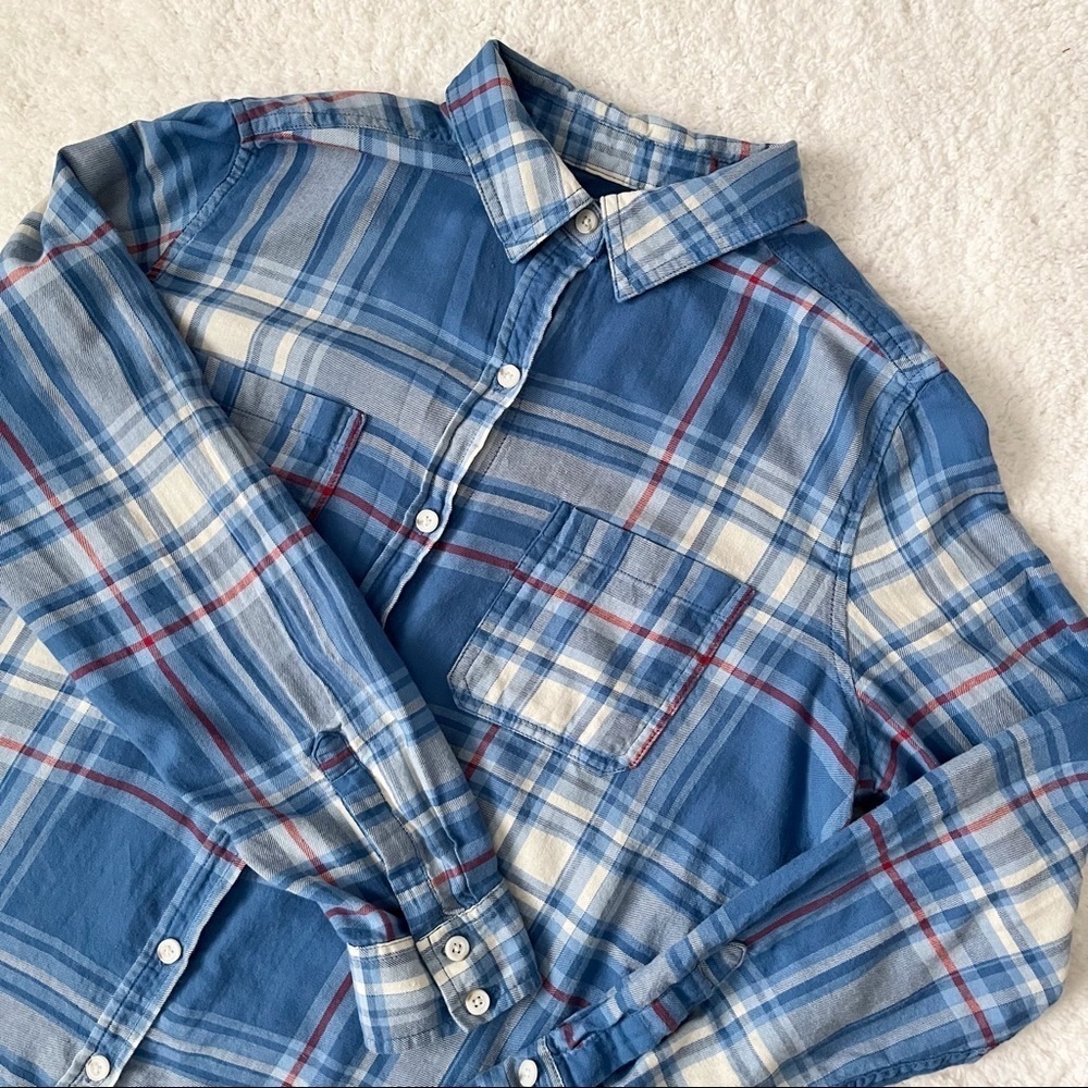 Universal Thread Blue Plaid Button Down Shirt - image 2